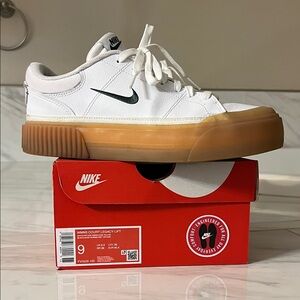 Nike White court legacy lift with Gum Sole